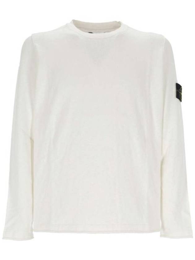 Compass Badge Ribbed Cotton Knit Top White - STONE ISLAND - BALAAN 2