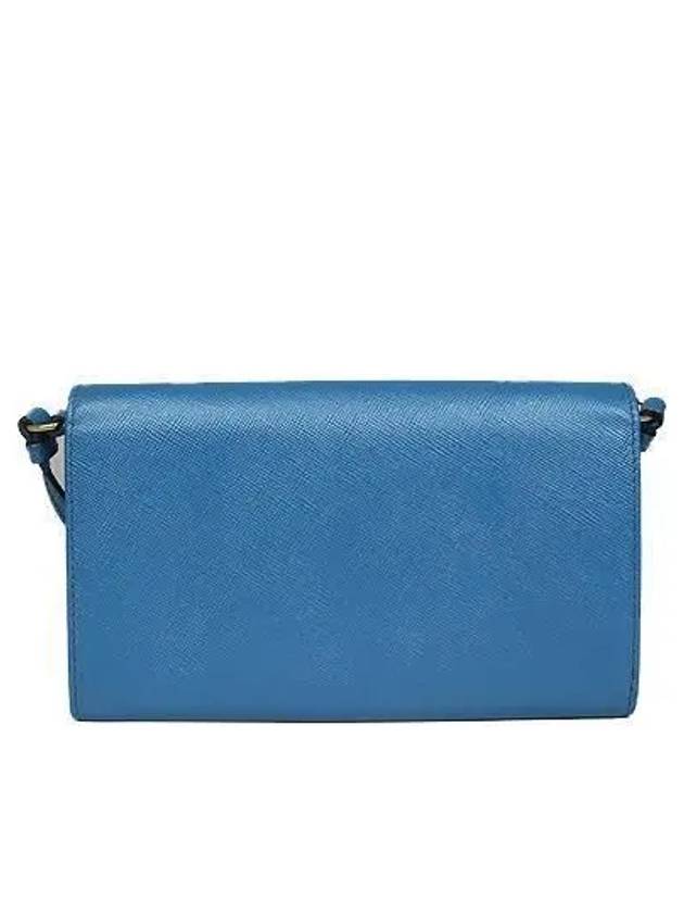 1M1437 Gold logo blue color Saffiano long wallet and crossbag - PRADA - BALAAN 3