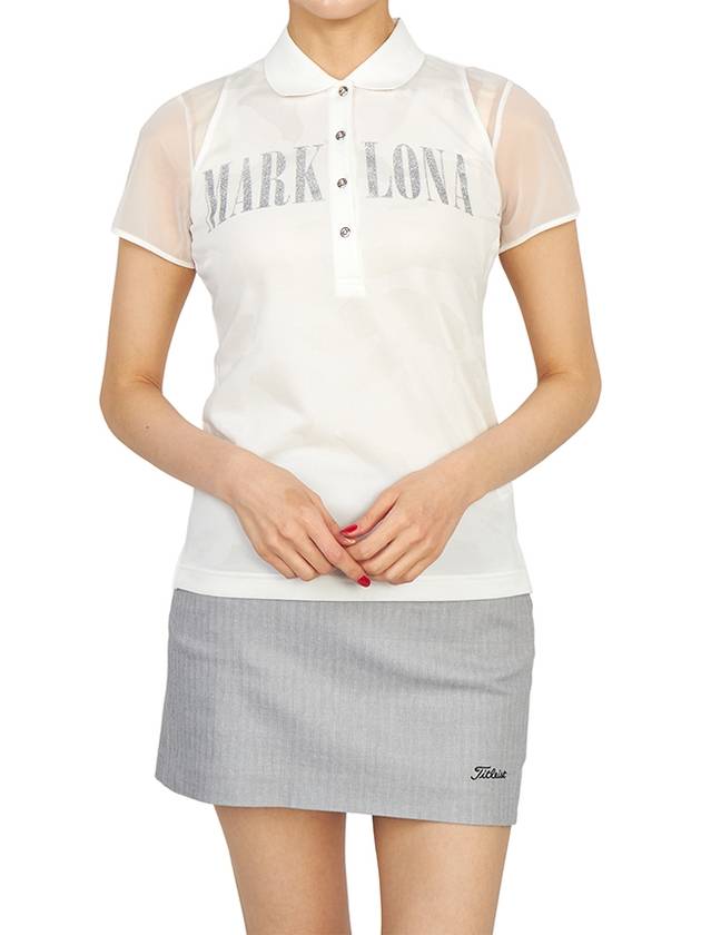 Golf Gauge Jacquard MLW 3A AP05 WHITE Women s Collar Short Sleeve T Shirt Regular Fit - MARK & LONA - BALAAN 6