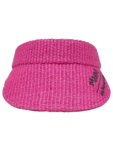 No Bacon City in Raffia Sun Visor Cap Fuchsia Hat - MARNI - BALAAN 1