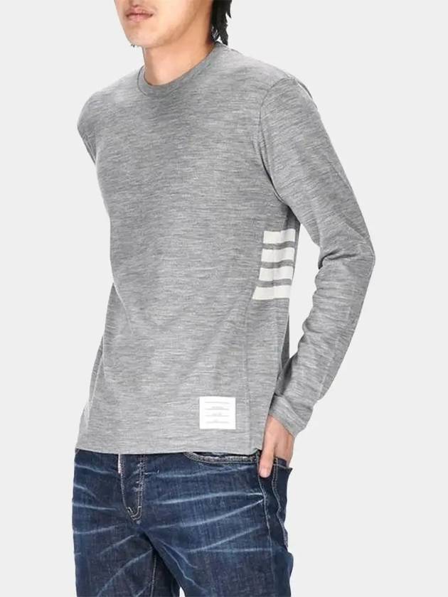 Wool Jersey 4-Bar Long Sleeve T-Shirt Light Grey - THOM BROWNE - BALAAN 5