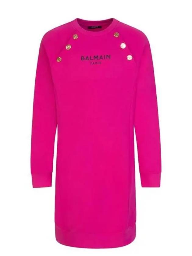 Kids 6 10 Logo Button Detail Jersey Dress - BALMAIN - BALAAN 1