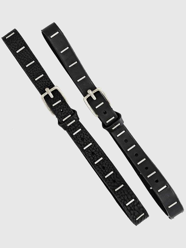 silver plate staple belt black plain leather men's leather belt - GOLEMETH - BALAAN 4