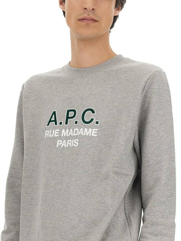 Logo Print Cotton Sweatshirt Heather Grey - A.P.C. - BALAAN 5