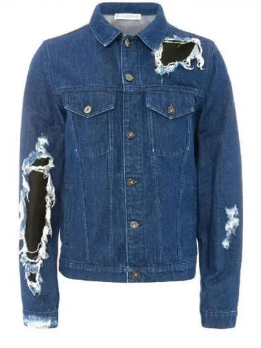 Logo patch distressed denim jacket - JW ANDERSON - BALAAN 1