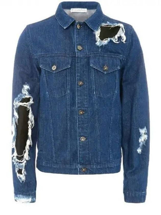 Logo patch distressed denim jacket 271784 - JW ANDERSON - BALAAN 1