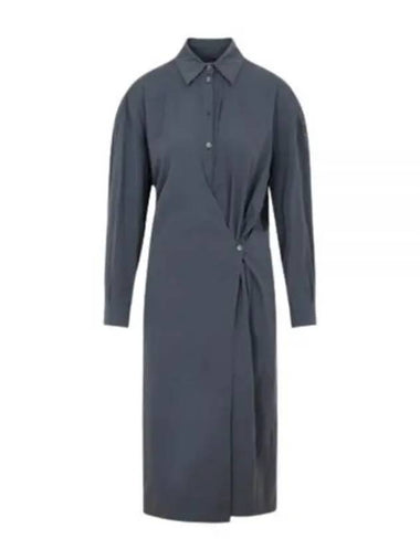 Straight Collar Twisted Long Dress Dark Grey - LEMAIRE - BALAAN 1