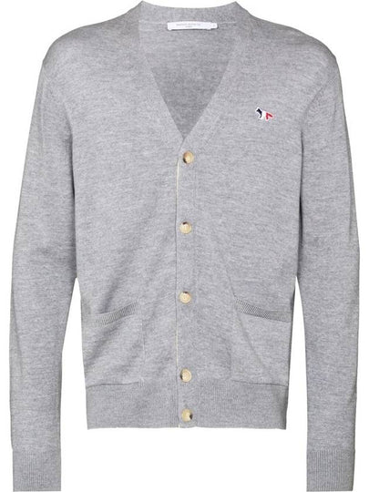 Tricolor Fox Patch Classic Cardigan Grey Melange - MAISON KITSUNE - BALAAN 2