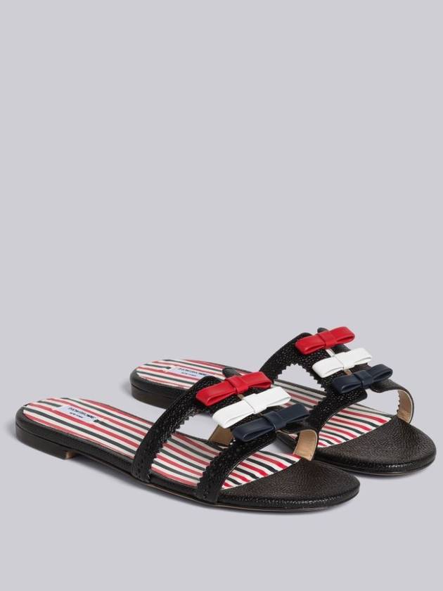 Pebble Grain Bow Brogue Slide Sandals Black - THOM BROWNE - BALAAN 5