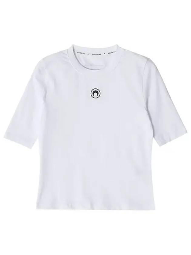 Crop Organic Cotton Short Sleeve T-shirt White - MARINE SERRE - BALAAN 2