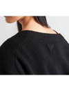 Cropped Wool Cashmere Cardigan Black - PRADA - BALAAN 4