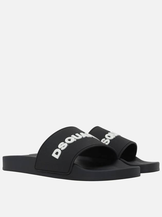 Men's Logo Rubber Slippers Black - DSQUARED2 - BALAAN 3