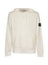 Logo Patch Drawstring Hoodie White - STONE ISLAND - BALAAN 2