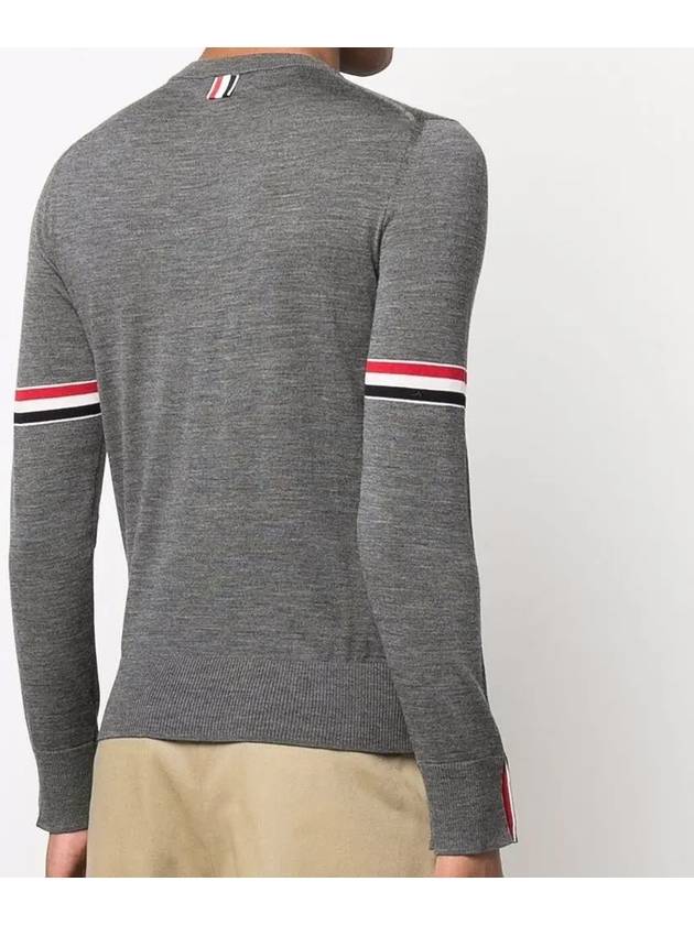 Merino Striped Crew Neck Knit Top Grey - THOM BROWNE - BALAAN 4