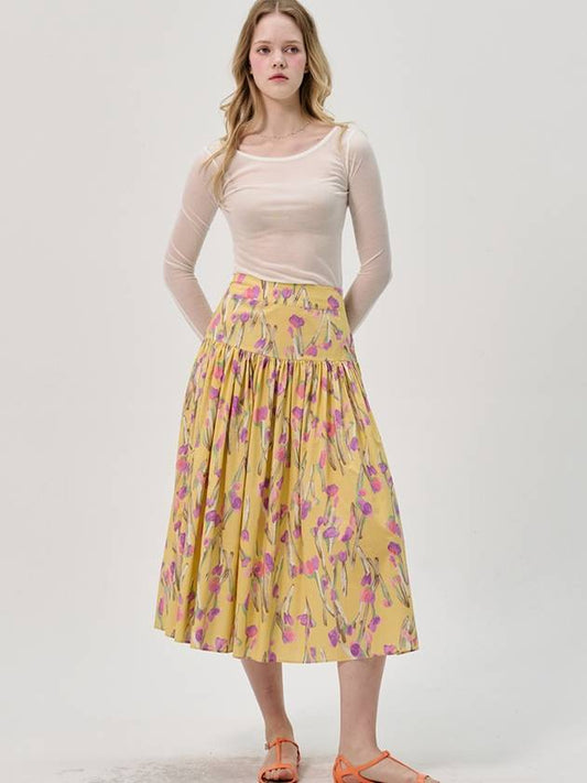 Painting Flower Cotton Mermaid Skirt_Yellow - SORRY TOO MUCH LOVE - BALAAN 1