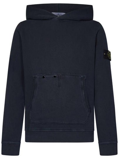 Old Effect Cotton Diagonal Fleece Hoodie Navy - STONE ISLAND - BALAAN 2