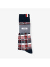 Madras Cotton Jacquard Mid Calf Socks Red - THOM BROWNE - BALAAN 3