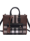 Checked Freya Leather Mini Tote Bag Brown - BURBERRY - BALAAN 3