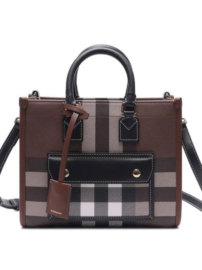 Checked Freya Leather Mini Tote Bag Brown - BURBERRY - BALAAN 2