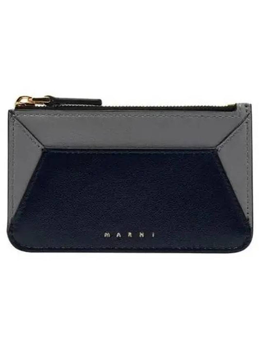 Color Block Zipper Card Wallet Navy - MARNI - BALAAN 2