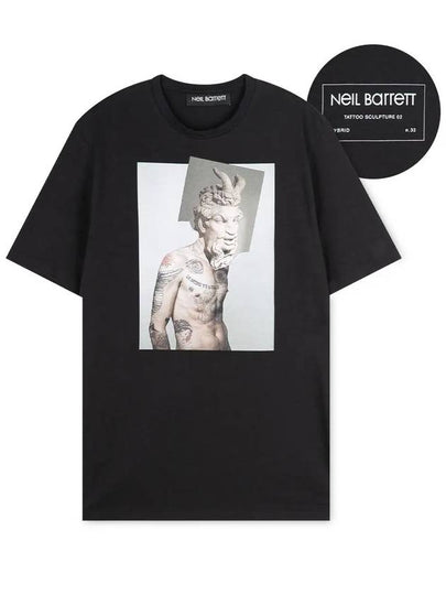 Tattoo Plaster Statue Short Sleeve T-Shirt Black - NEIL BARRETT - BALAAN 2