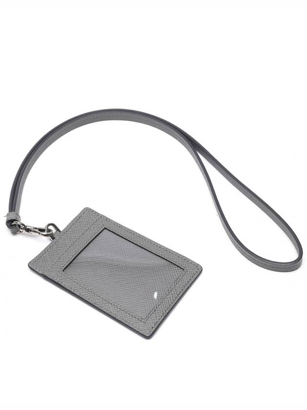 Saffiano Logo Case Necklace Card Wallet Grey - PRADA - BALAAN 6