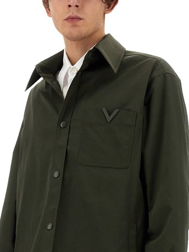 V logo nylon shirt jacket olive - VALENTINO - BALAAN 5