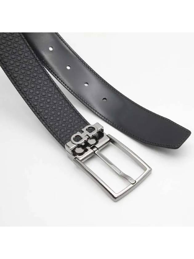 Gancini Reversible Adjustable Leather Belt Black - SALVATORE FERRAGAMO - BALAAN 4