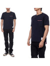 Men's Medium Weight Jersey Tipped Pocket Crewneck Short Short Sleeve T-Shirt Navy - THOM BROWNE - BALAAN 2