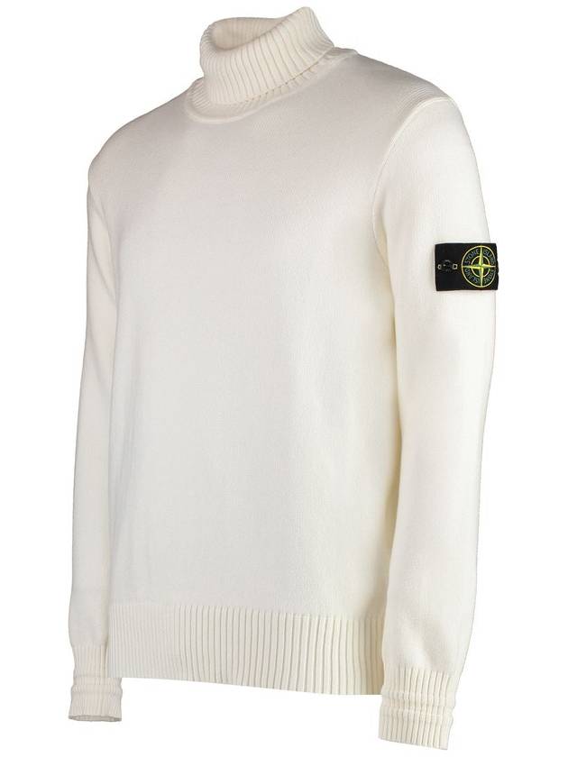 Logo Badge Turtleneck Sweatshirt White - STONE ISLAND - BALAAN 4