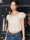 Flower embroidery crop blouse white - HIGH SCHOOL DISCO - BALAAN 1