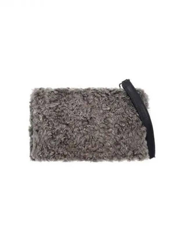 Women s Boucle Shearling Chain Flap Bag Charcoal Gray 271279 - BRUNELLO CUCINELLI - BALAAN 1