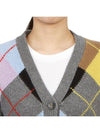 Argyle Pattern Cardigan Grey - GANNI - BALAAN 6