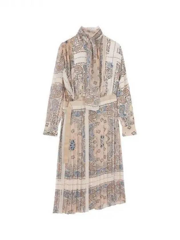 Women's bandana print pleated dress dark beige 271553 - SACAI - BALAAN 1