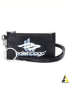 Logo Print Neck Strap Card Wallet Black - BALENCIAGA - BALAAN 2