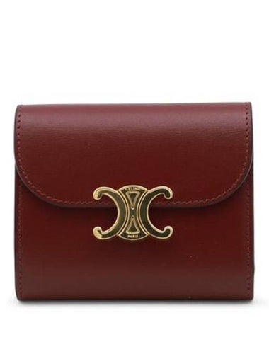 Triomphe Small Shiny Calfskin Half Wallet Light Burgundy - CELINE - BALAAN 1