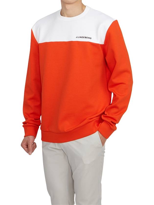 Men's Jeff Crew Neck Polyester Sweatshirt Fiery Red - J.LINDEBERG - BALAAN 6