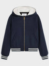 Teddy Double Face Cashmere Hooded Jacket Navy - CELINE - BALAAN 2