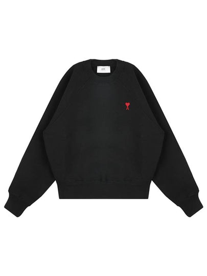 Small Heart Logo Sweatshirt Black - AMI - BALAAN 2