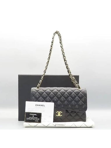 A58600 Black Caviar Skin Classic Jumbo Gold Chain Shoulder Bag - CHANEL - BALAAN 1