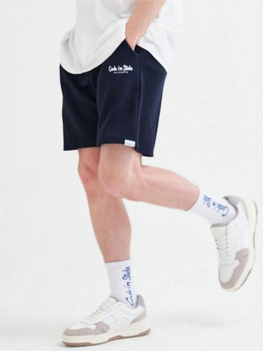 Authentic logo printing loose fit shorts navy - CODE I'M - BALAAN 1