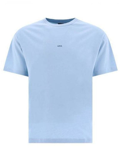 Men's Kyle Logo Print Cotton Jersey Short Sleeve T-Shirt  Light Blue - A.P.C. - BALAAN 2