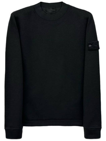 Ghost Piece Cotton Jersey Crew Neck Sweatshirt Black - STONE ISLAND - BALAAN 1