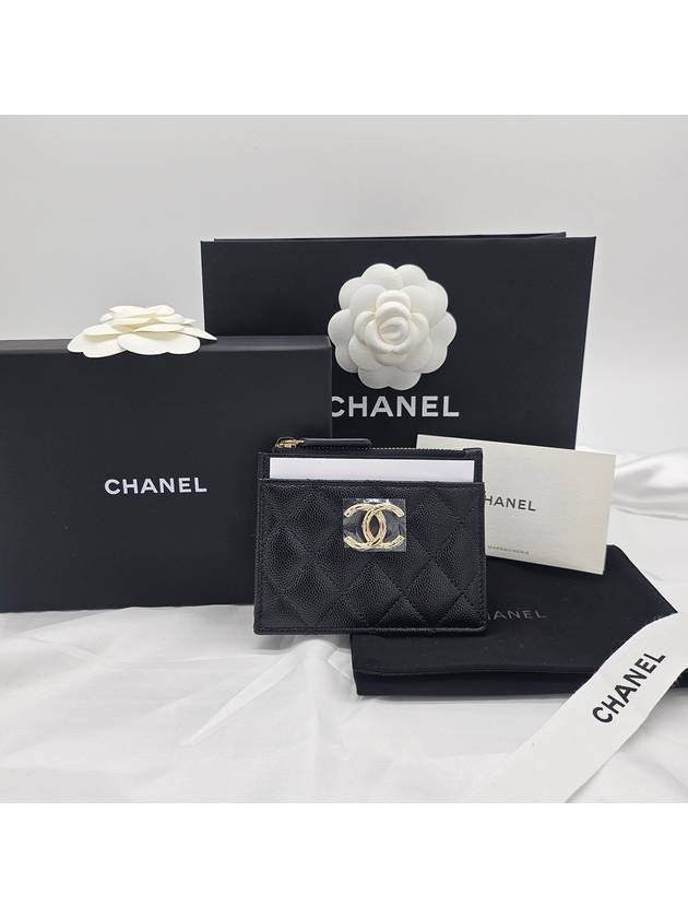 CC Logo Caviar Leather Card Wallet Black - CHANEL - BALAAN 2