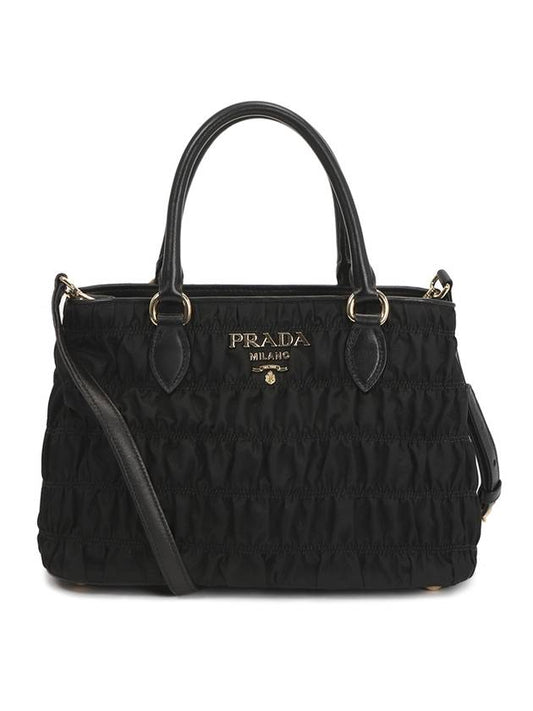 Goffre Fabric Tote Bag Black - PRADA - BALAAN.