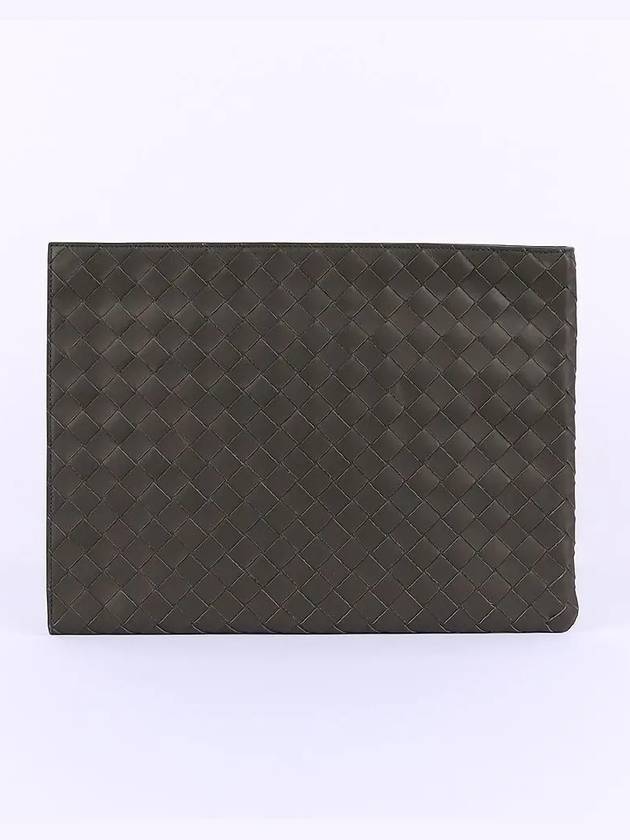 Intrecciato Half Zip Clutch Bag Brown - BOTTEGA VENETA - BALAAN 3