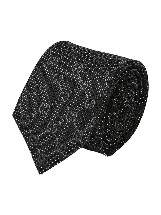 Men's GG Dot Pattern Silk Necktie Black - GUCCI - BALAAN 1