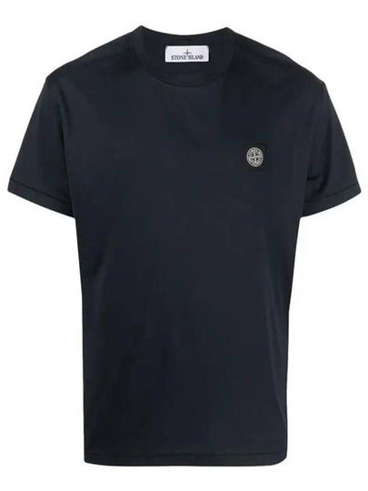 Slimfit Cotton Jersey Short Sleeve T-shirt Navy - STONE ISLAND - BALAAN 2