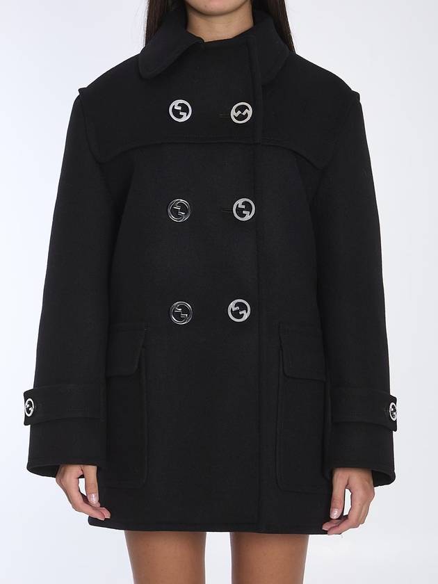 Batavia wool double coat black - GUCCI - BALAAN 2