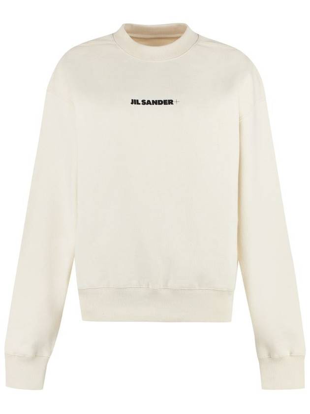 Front Logo Cotton Sweatshirt Beige - JIL SANDER - BALAAN 2